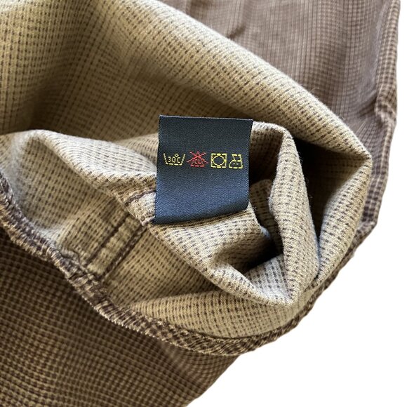 Nevada Velvet Check Button Up Shirt Tan Brown Men's Medium - Picture 6 of 7